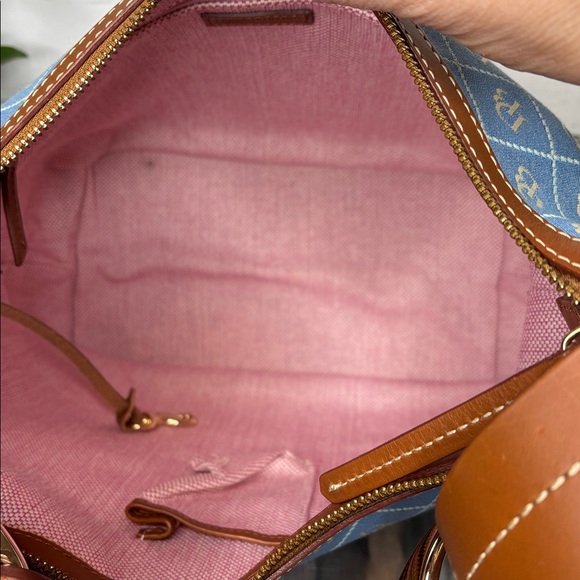 Dooney & Bourke Light Blue and Tan Shoulder Bag - Picture 8 of 11
